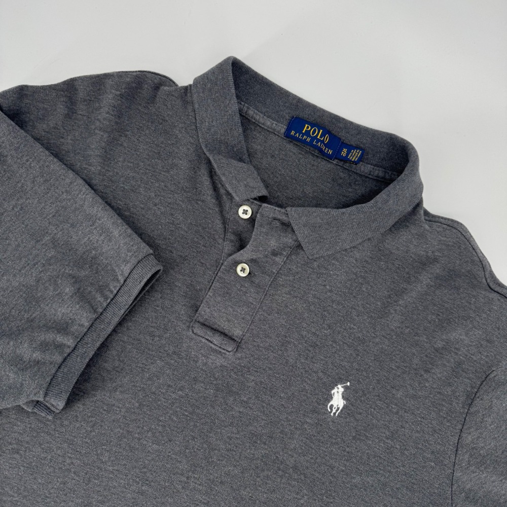 Polo Ralph Lauren Mens‎ XL Charcoal Grey Short Sleeve Cotton Jersey Polo Shirt